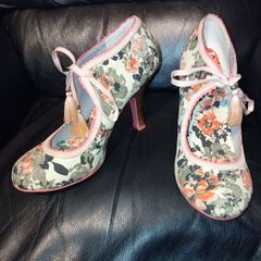 Floral Print Heels with Tassels