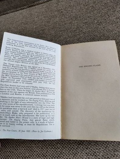 The Singing Flame by Ernie O Malley Anvil Books 1978 paperback FREE STANDARD POSTAGE INCLUDED
