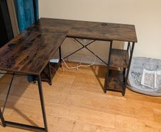 Corner table L-Shap rustic brown wood