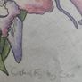 lovely framed water coulure still life of flower signed. Image 5