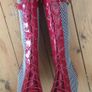 BRAND NEW Red and White Tall Knee Boots, Size 40 Image 6
