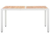 Garden Table White 150x90x75 cm Poly Rattan and Solid Acacia Wood