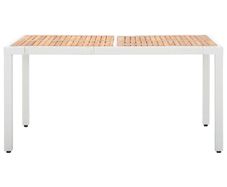 Garden Table White 150x90x75 cm Poly Rattan and Solid Acacia Wood
