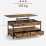 Height-Adjustable Living Room Table Coffee Table with Drawers Open Compartment 50 x 100 cm Vintage Brown Ink Black Image 2