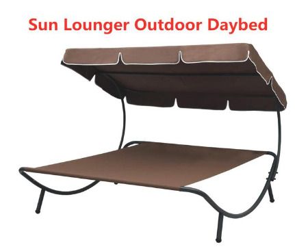 BRAND NEW 200 x 173 x 135 cm Sun Lounger Outdoor Daybed with Awning Beach Chair for Campsite Backyard Furniture Chairs Weather Resistance