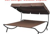 BRAND NEW 200 x 173 x 135 cm Sun Lounger Outdoor Daybed with Awning Beach Chair for Campsite Backyard Furniture Chairs Weather Resistance