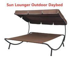 BRAND NEW 200 x 173 x 135 cm Sun Lounger Outdoor Daybed with Awning Beach Chair for Campsite Backyard Furniture Chairs Weather Resistance