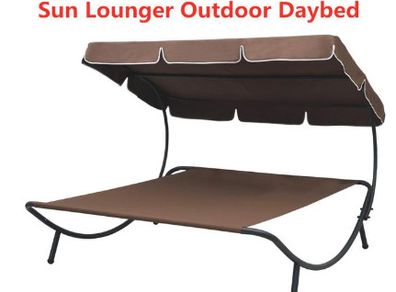 BRAND NEW 200 x 173 x 135 cm Sun Lounger Outdoor Daybed with Awning Beach Chair for Campsite Backyard Furniture Chairs Weather Resistance