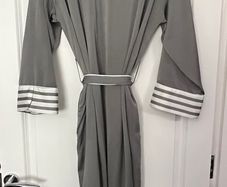 Francis Brennan Grey and Stripe Dressing Gown