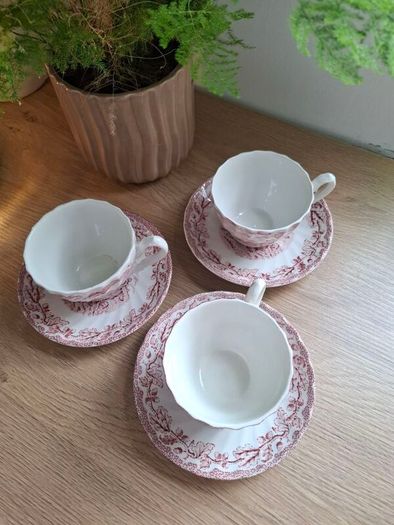 Antique Myotts Country Life Staffordshire 3 cups & Saucers