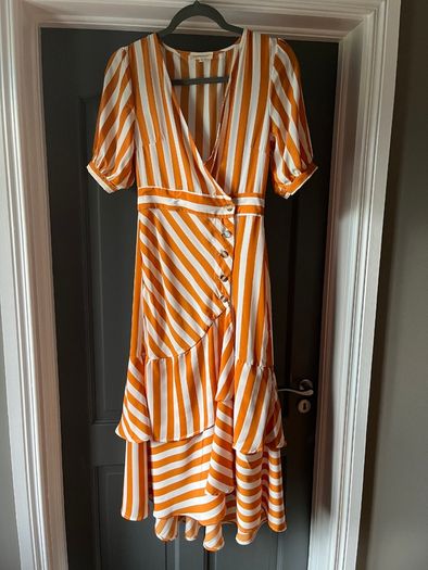 TOPSHOP striped yellow ochre maxi dress Size M/10