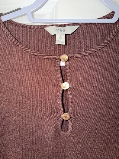 M&S Jersey Cosy Midi Column Dress in Claret - size UK 12
