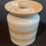 Fabulous RARE Collectable Traditional Cornishware Storage Jar in the Very Rare and Discontinued Gold & White Colourway, TG Green, Restyled by Judith Onions, Circa 1968 to 1975 Image 4