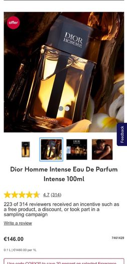 DIOR HOMME Intense 100ml parfum for him