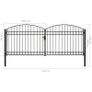 Fence Gate Double Door with Arched Top Steel 400x175 cm Black Image 5
