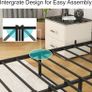 4ft6 Double Size Bed Frame with LED Lights Storage Upholstered Headboard and Charging Station, Solid Metal Platform Bed Double Size, No Box Spring Needed, Noise Free Image 5