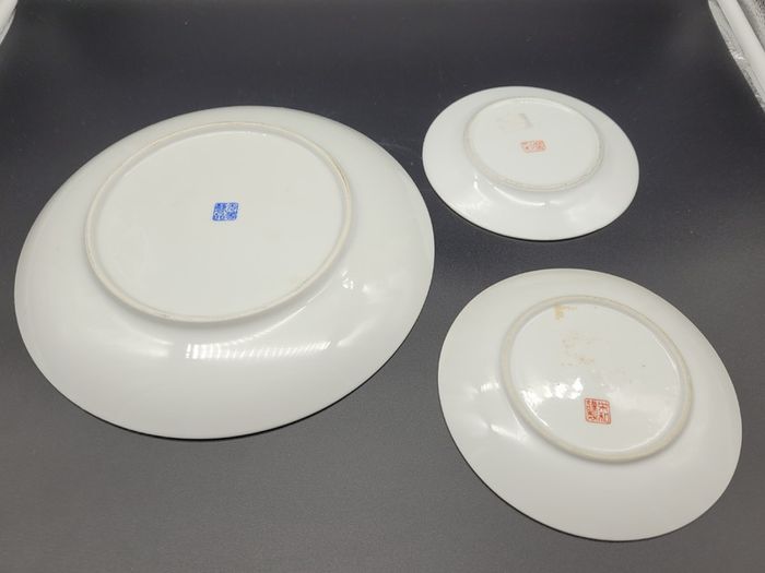 Vintage Chinese Mid 20th century hand painted plates