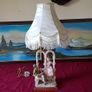 27 Inches Tall Large Capodimonte Italian Figurine Signed Table Lamp With Silky White Shade Image 2