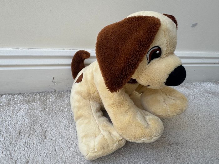 Lego Duplo Dog Plush 2009 Beige & Brown approx. 24 cm. Used Please see photos