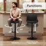 Bar Stools Set of 3, Swivel Counter Height Barstools with Back, Adjustable PU Leather Bar Chairs, Modern Armless Kitchen Island Stool, Black Image 4