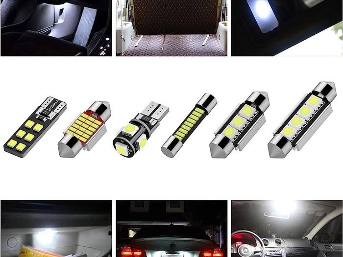 FREE SHIPPING 22PCs Can-bus Error Free LED SMD Bulbs Kit Set Spare Parts for Car Interior Dome Map Door Courtesy License Plate Lights Festoon C5W T10 168 194 2825 Xenon-White