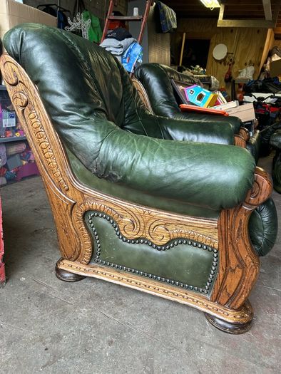 green leather armchair