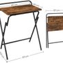 _Folding Small Desk Snack Table Space-Saving Sofa Table for Home Office Living Room Easy Assembly Vintage Brown/Black Image 5