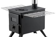 Wood Stove, 86 inch, Alloy Steel Camping Tent Stove, Portable Wood Burning Stove with Chimney Pipes &amp; Gloves,  Hot Tent Stove for Outdoor Cooking and Heating with 8 Pipes