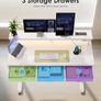 Electric Standing Desk, 120 x 54cm Height Adjustable Desk with 3 Drawers, RGB LED Strip & Charging Station for Home Office Computer Workstation, Computer Table with Monitor Stand, White Image 4