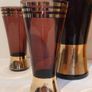 Fabulous Vintage Retro Mid-Century-Modern Hand Blown Tall Glass Pitcher with Four Matching Hi-Ball Glasses in Purple/Amethyst Glass with Rose Gold Gilt Banding - Prosecco Not Included! Image 8
