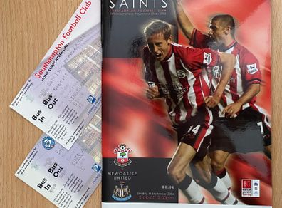 2004 Southamton v Newcastle United - Premier League Programme + Tickets