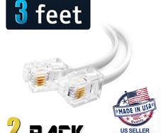 Telephone Cable Decelect Forgos White 1.5m Telephone Extension Cable Male RJ9 to Male RJ9 3ft
