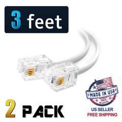 Telephone Cable Decelect Forgos White 1.5m Telephone Extension Cable Male RJ9 to Male RJ9 3ft