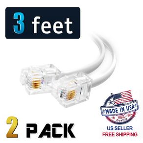 Telephone Cable Decelect Forgos White 1.5m Telephone Extension Cable Male RJ9 to Male RJ9 3ft