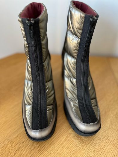 Jose Saenz Taupe and Champagne Block Heel Ankle Boots