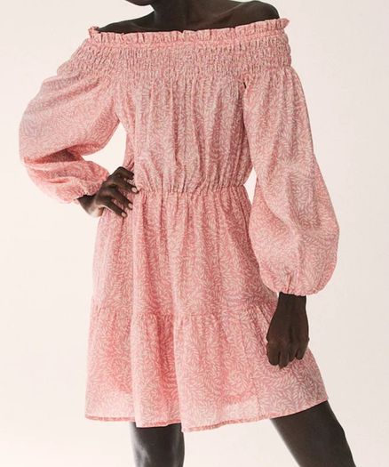 Brand New H&M Women's Elastic Waist Off-the-Shoulder Casual Dress Pink, size 14