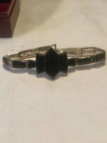 Sterling Silver Art Deco Onyx Bracelet
