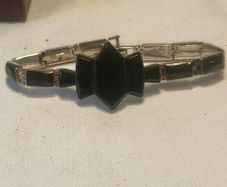 Sterling Silver Art Deco Onyx Bracelet