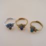 Lot Of Vintage 3 Adjustable Flower desgin Brass Rings With Jade ,Lapis Lazuli ,MoonStone Image 3
