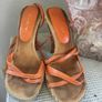 Allan K handmade orange wooden,leather and suede shoes Image 2