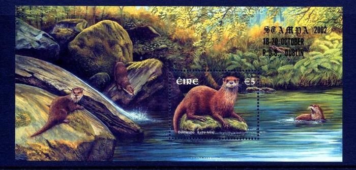 2002 Ireland Stampa Members Souvenir Otter Commemorative Stamp Miniature Sheet Overprinted for Stampa Mint Never Hinged (MNH)