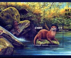 2002 Ireland Stampa Members Souvenir Otter Commemorative Stamp Miniature Sheet Overprinted for Stampa Mint Never Hinged (MNH)