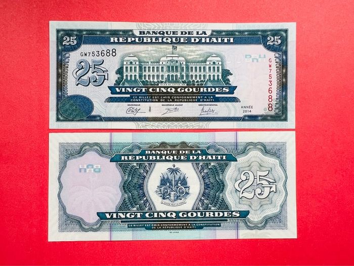 Haiti   25  Gourdes.  2014. . Pick  266e. . ( Uncirculated )