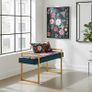 Tropical Velvet Bench Gold Metal Frame Image 4