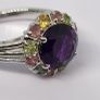 African Amethyst & Multi-Tourmaline Solitaire Ring in Rhodium Overlay Sterling Silver. Image 4