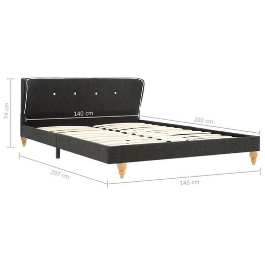 Bed Frame Dark Grey Burlap 135x190 cm