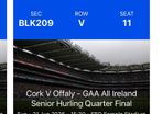4 stand tickets - Cork V Offaly
