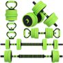 20kg Four-In-One Adjustable Weight Dumbbells Set, Barbell, Kettlebell, Push Up Stand - Green Image 10