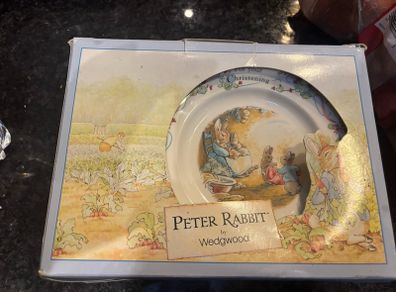 Vintage Wedgewood Peter Rabbit 3 piece Christening gift set