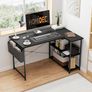 SPRING SALE |  L Shaped Desk 100CM Computer Desk Study Office Desk Gaming Desk Writing Table With Bookshelf Reversible Corner Desk For Home Office Studio Workstation Image 2